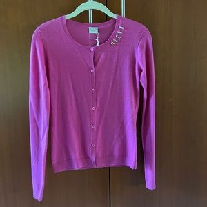 NWT *damaged* PAUW AMSTERDAM Long Sleeve Embellished Cardigan Size 1 Small Pink